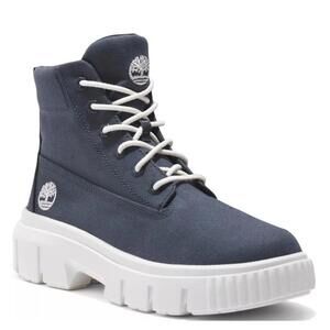 Timberland Greyfield Women's Lace-Up Combat Ankle Boots Dark Blue Canvas Size 8